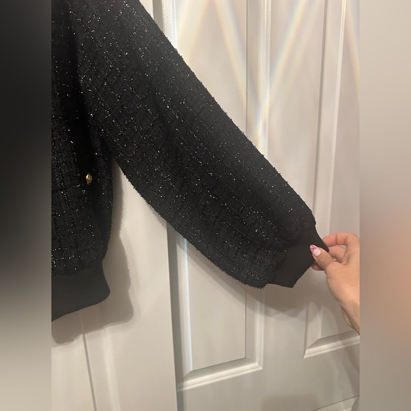 NWT Strut & Bolt Meredith Metallic Tweed Bomber Jacket Black Size Small - Picture 6 of 7